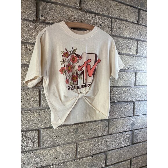 M TV Flower Tie Short Sleeve Sz L - Picture 2 of 6